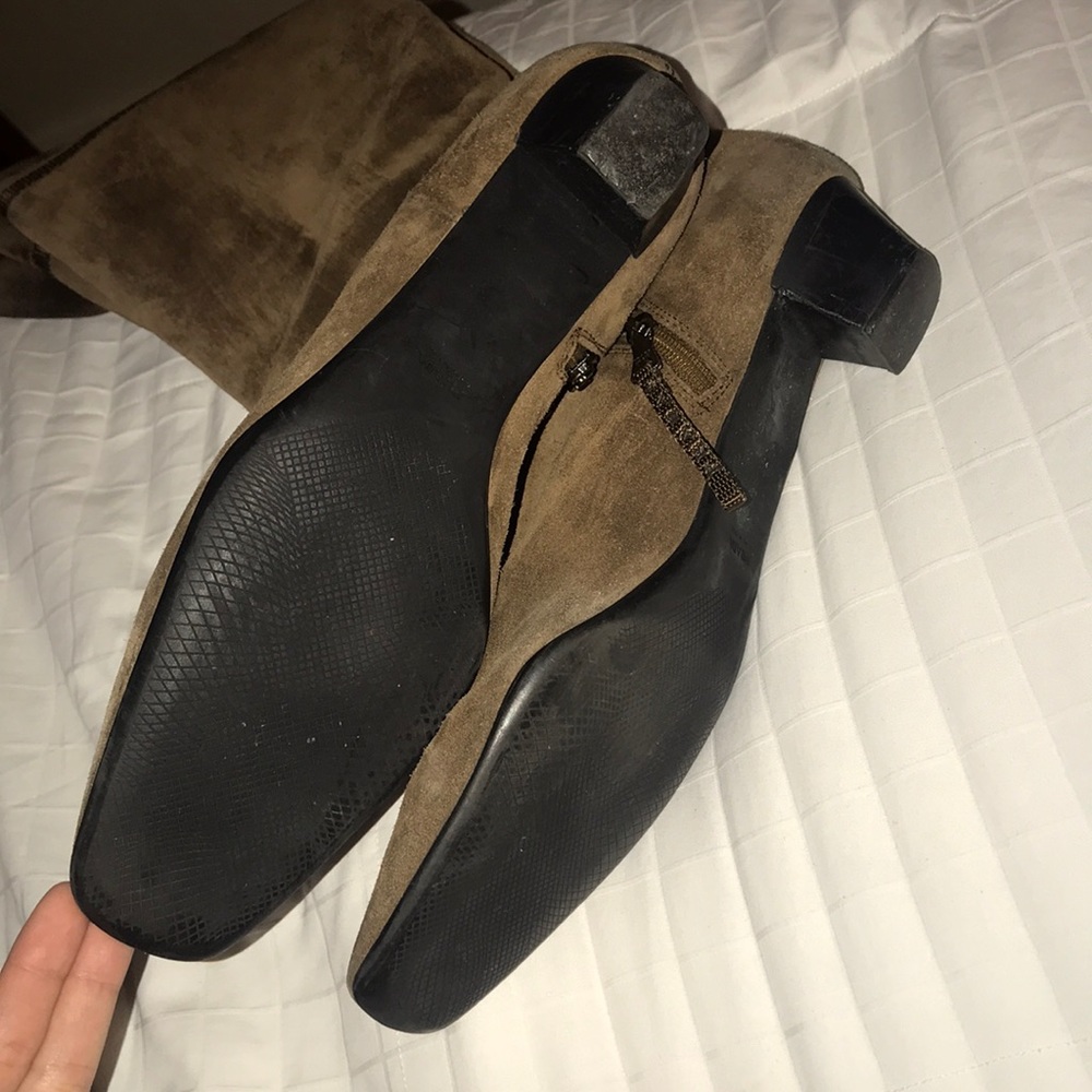 Prada brown suede mid calf kitten heel boots - Picture 3 of 4